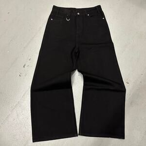 SOLID BLACK WIDE LEG BAGGY DENIM 30 WAIST
